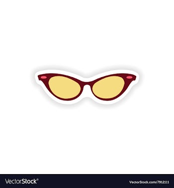 Paper sticker on white background glasses women vector image
