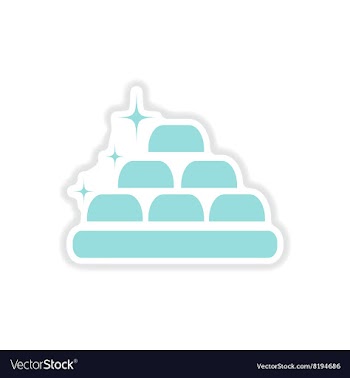 Paper sticker on white background gold bars vector image