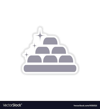 Paper sticker on white background gold bars vector image