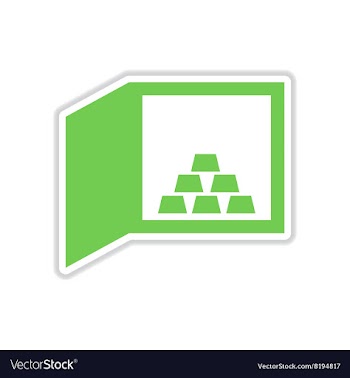 Paper sticker on white background gold bullion in vector image