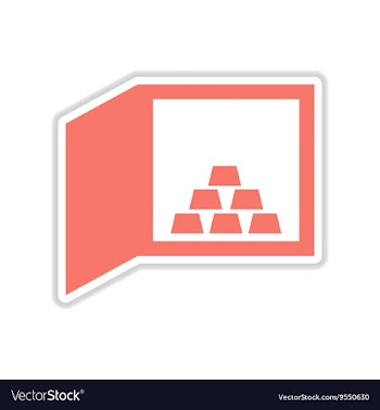 Paper sticker on white background gold bullion in vector image