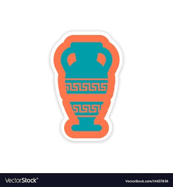 Paper sticker on white background greek amphora vector image