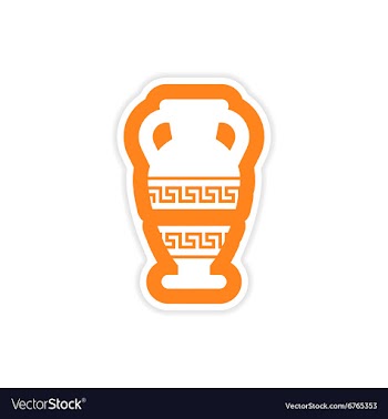 Paper sticker on white background Greek amphora vector image