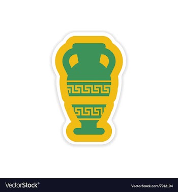 Paper sticker on white background Greek amphora vector image