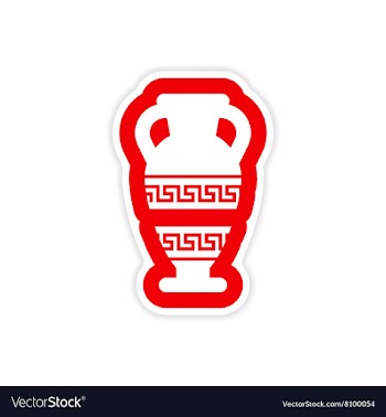 Paper sticker on white background Greek amphora vector image