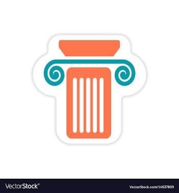 Paper sticker on white background greek column vector image
