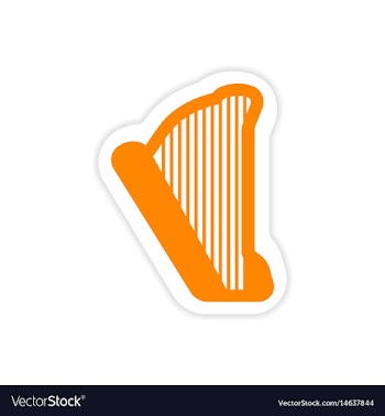 Paper sticker on white background greek harp vector image