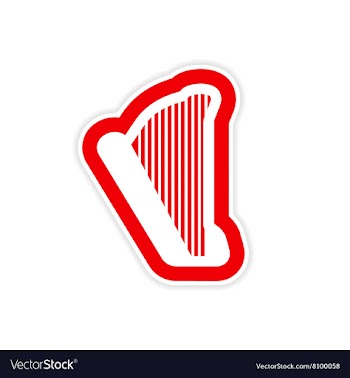 Paper sticker on white background Greek harp vector image