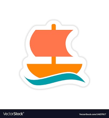 Paper sticker on white background greek ship vector image