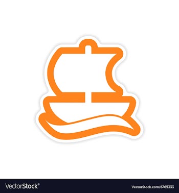 Paper sticker on white background Greek ship vector image