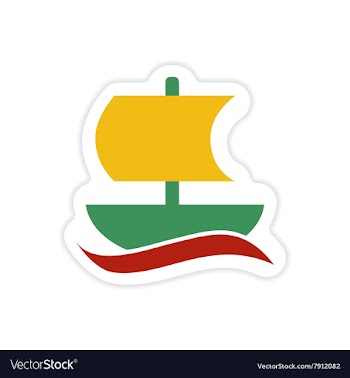 Paper sticker on white background Greek ship vector image