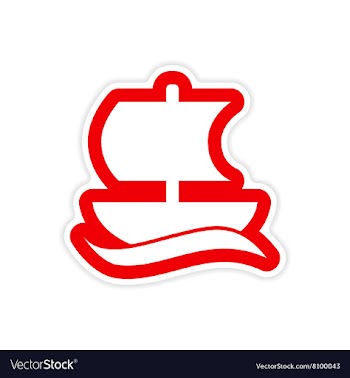 Paper sticker on white background Greek ship vector image