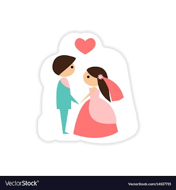 Paper sticker on white background groom on knees vector image