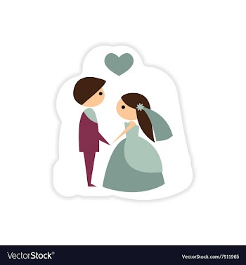 Paper sticker on white background groom on knees vector image