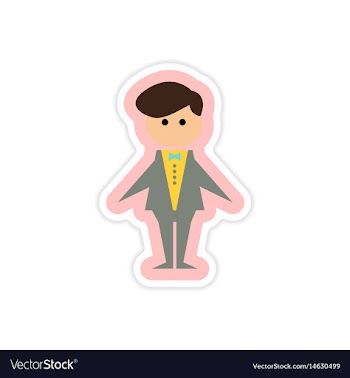 Paper sticker on white background groom suit vector image