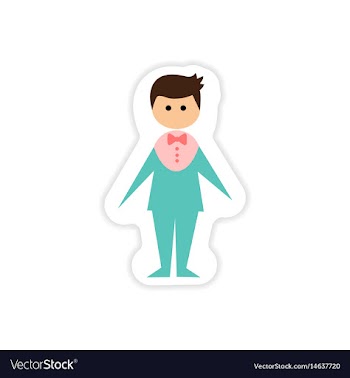 Paper sticker on white background groom suit vector image