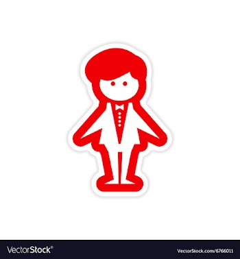 Paper sticker on white background groom suit vector image