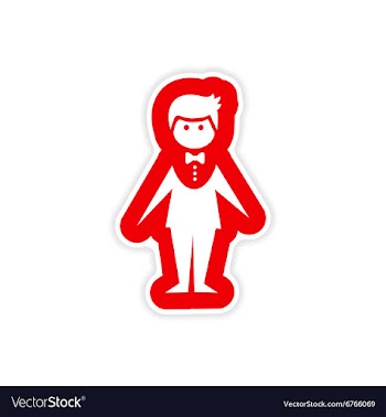 Paper sticker on white background groom suit vector image