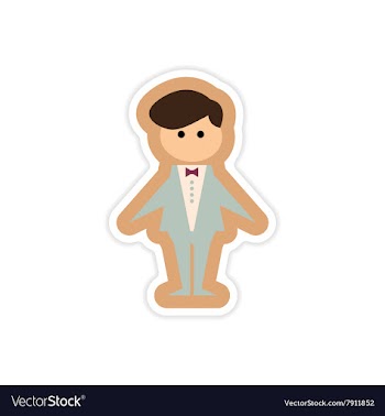 Paper sticker on white background groom suit vector image