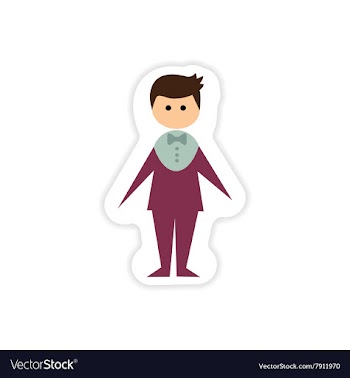 Paper sticker on white background groom suit vector image