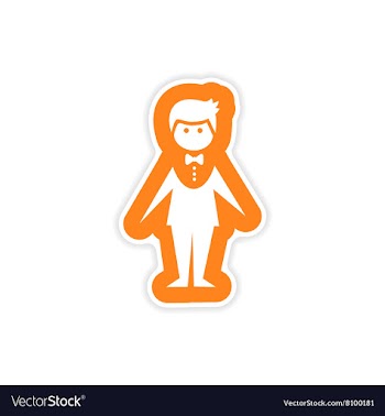 Paper sticker on white background groom suit vector image
