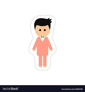 Paper sticker on white background groom young vector image