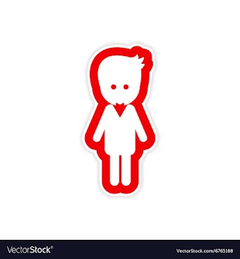 Paper sticker on white background groom young vector image