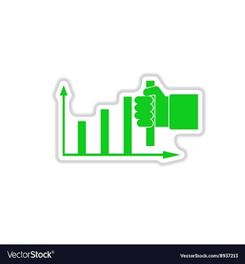 Paper sticker on white background hand graph vector image