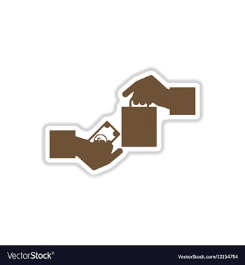 Paper sticker on white background hand money bag vector image