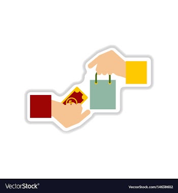 Paper sticker on white background hand money bag vector image