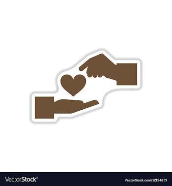 Paper sticker on white background hands heart vector image