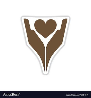 Paper sticker on white background hands heart vector image