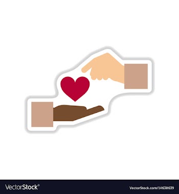 Paper sticker on white background hands heart vector image