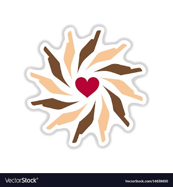 Paper sticker on white background hands heart vector image