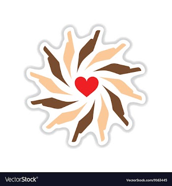Paper sticker on white background hands heart vector image