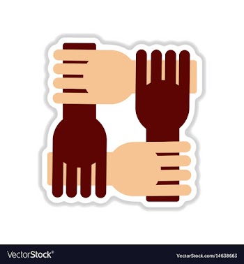 Paper sticker on white background hands vector image