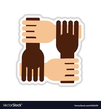Paper sticker on white background hands vector image
