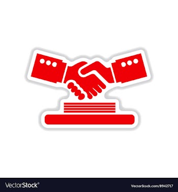 Paper sticker on white background handshake vector image