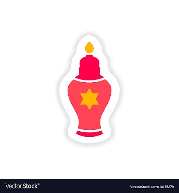 Paper sticker on white background Hanukkah candles vector image