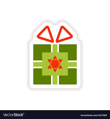 Paper sticker on white background Hanukkah gift vector image
