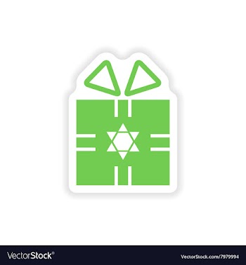 Paper sticker on white background Hanukkah gift vector image