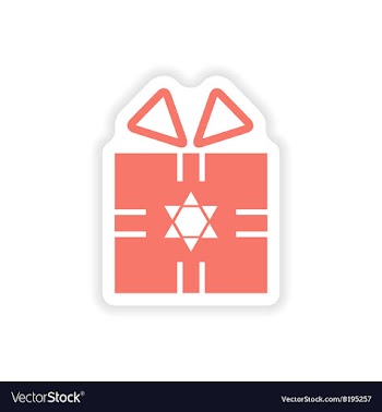 Paper sticker on white background Hanukkah gift vector image