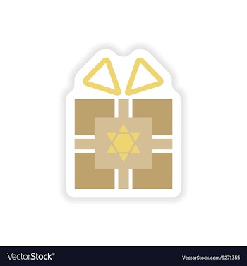 Paper sticker on white background Hanukkah gift vector image