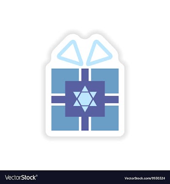 Paper sticker on white background Hanukkah gift vector image