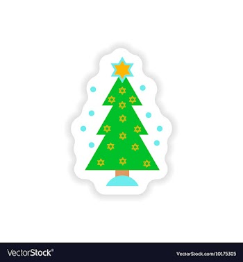 Paper sticker on white background Hanukkah tree vector image