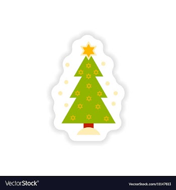 Paper sticker on white background Hanukkah tree vector image