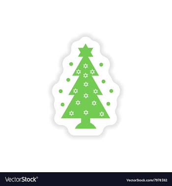 Paper sticker on white background Hanukkah tree vector image