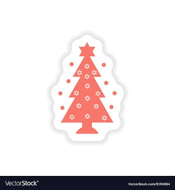 Paper sticker on white background Hanukkah tree vector image