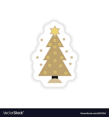 Paper sticker on white background Hanukkah tree vector image