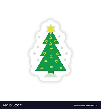 Paper sticker on white background Hanukkah tree vector image